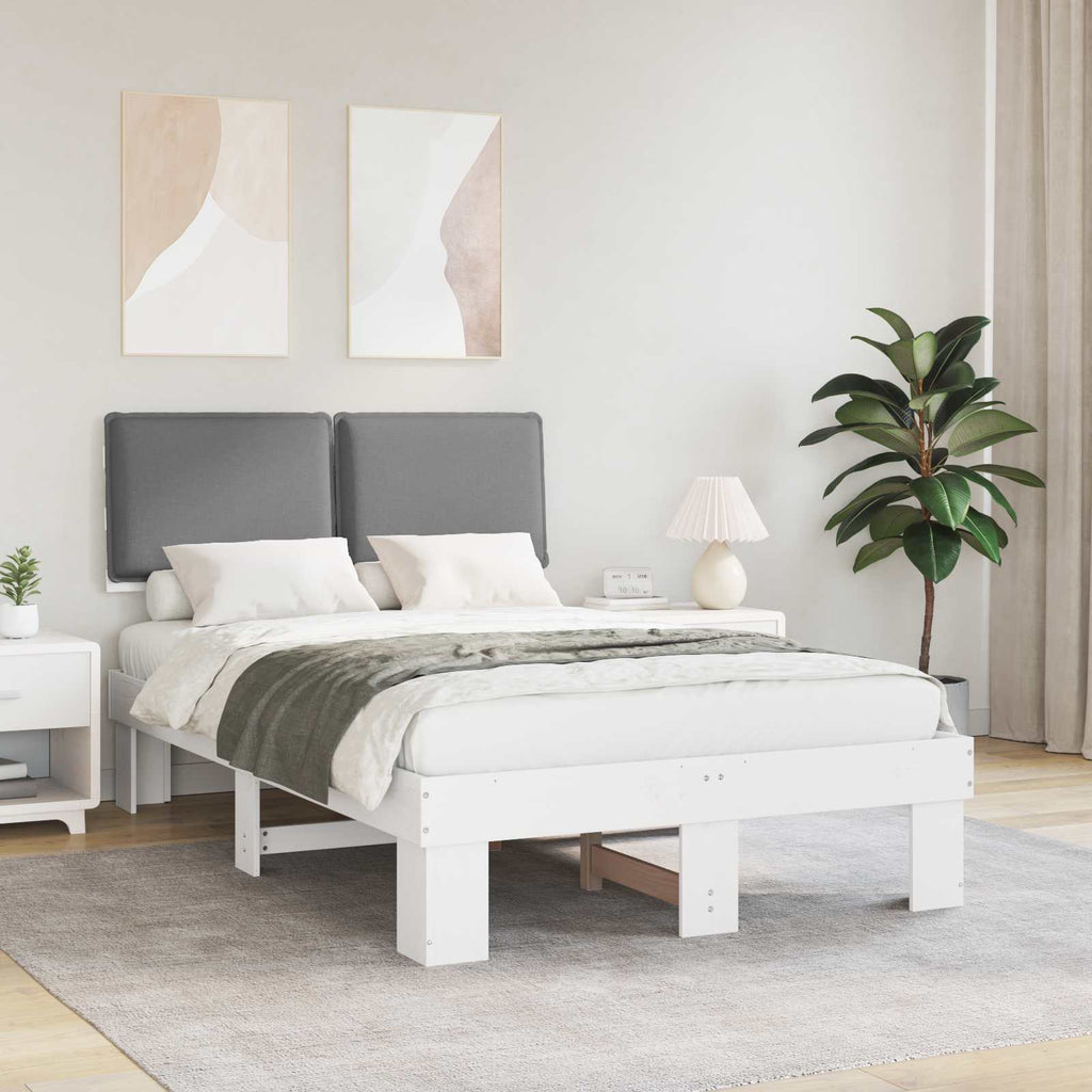 vidaXL Ramka łóżka z tapicerowanym wezgłowiem Jasnoszary 120 x 200 cm