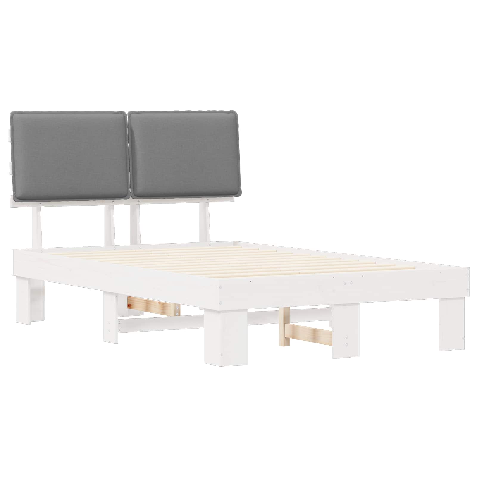 vidaXL Ramka łóżka z tapicerowanym wezgłowiem Jasnoszary 120 x 200 cm