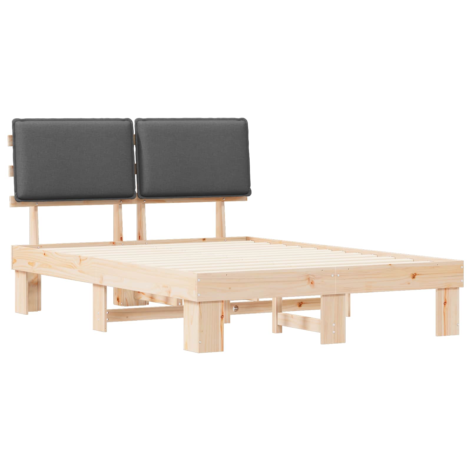 vidaXL Ramka łóżka z tapicerowanym wezgłowiem Ciemnoszary 140 x 190 cm