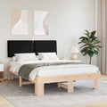 vidaXL Ramka łóżka z tapicerowanym wezgłowiem Czarny 140 x 190 cm