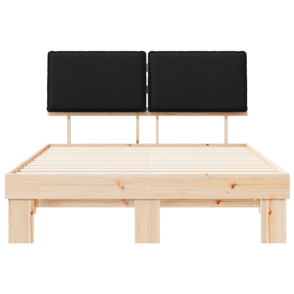 vidaXL Ramka łóżka z tapicerowanym wezgłowiem Czarny 140 x 190 cm
