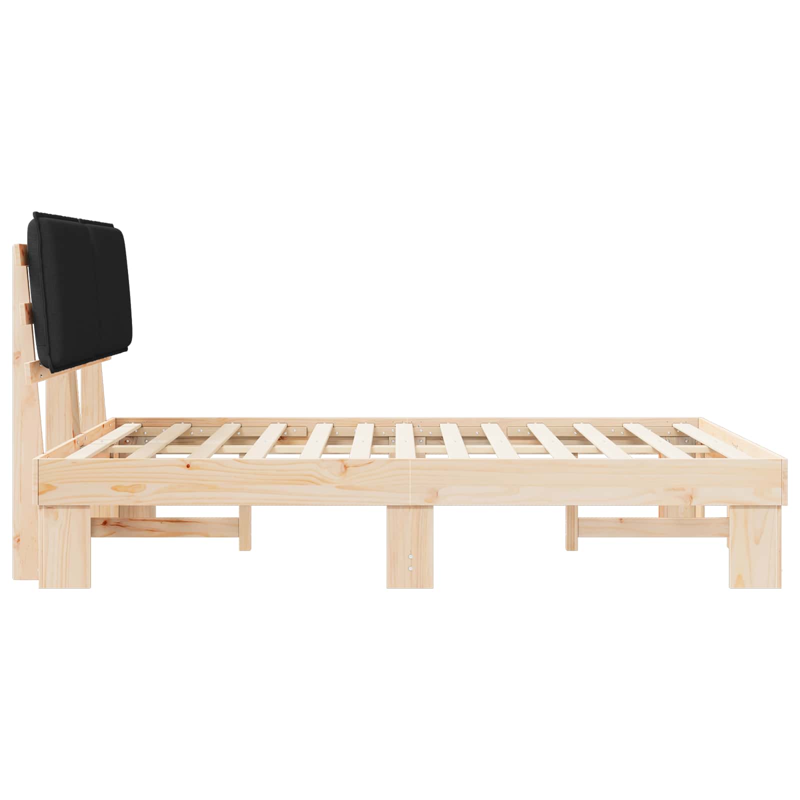 vidaXL Ramka łóżka z tapicerowanym wezgłowiem Czarny 140 x 190 cm