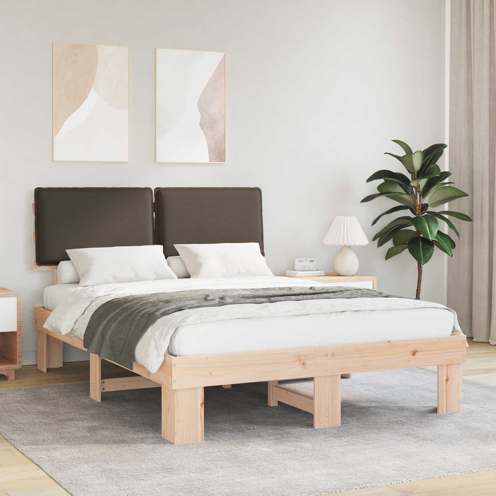 vidaXL Ramka łóżka z tapicerowanym wezgłowiem Ciemnoszary 140 x 190 cm