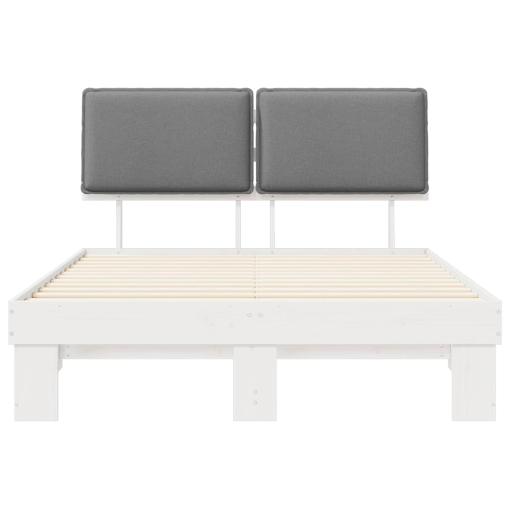 vidaXL Ramka łóżka z tapicerowanym wezgłowiem Jasnoszary 135 x 190 cm