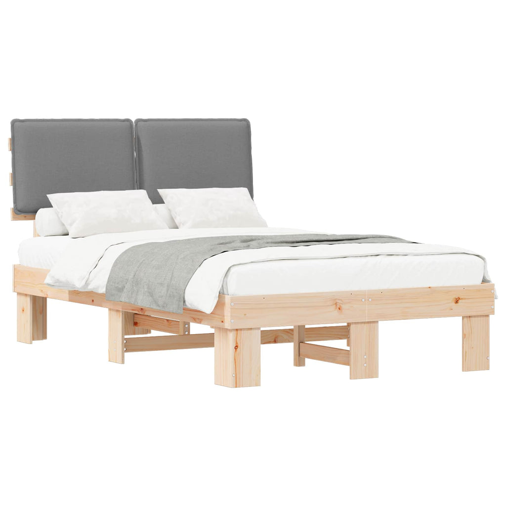 vidaXL Ramka łóżka z tapicerowanym wezgłowiem Jasnoszary 120 x 190 cm