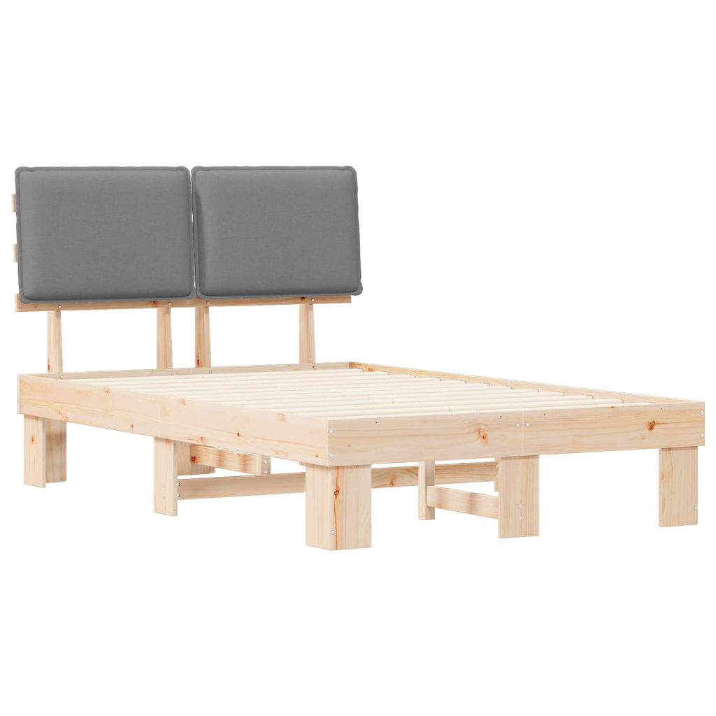 vidaXL Ramka łóżka z tapicerowanym wezgłowiem Jasnoszary 120 x 190 cm