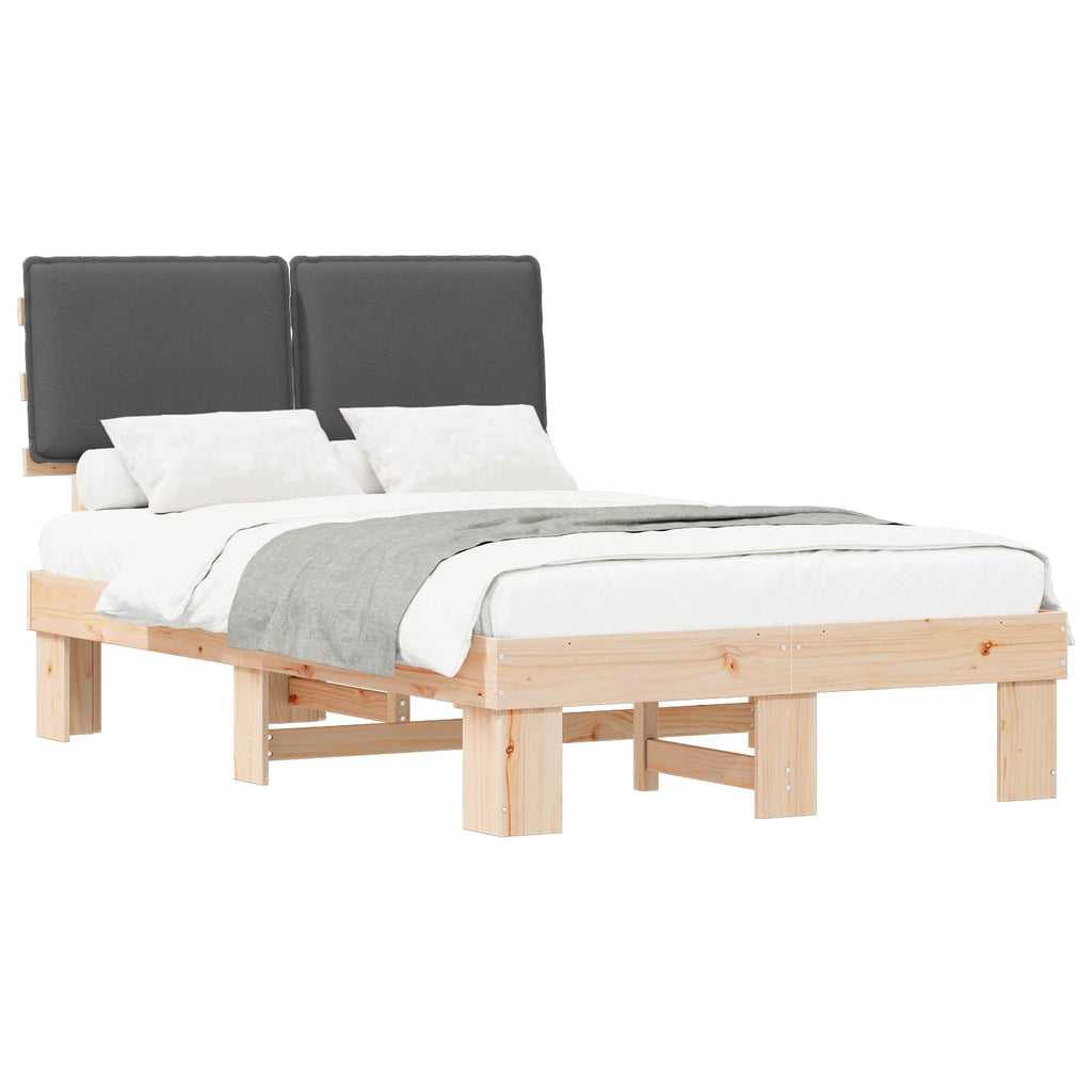 vidaXL Ramka łóżka z tapicerowanym wezgłowiem Ciemnoszary 120 x 190 cm