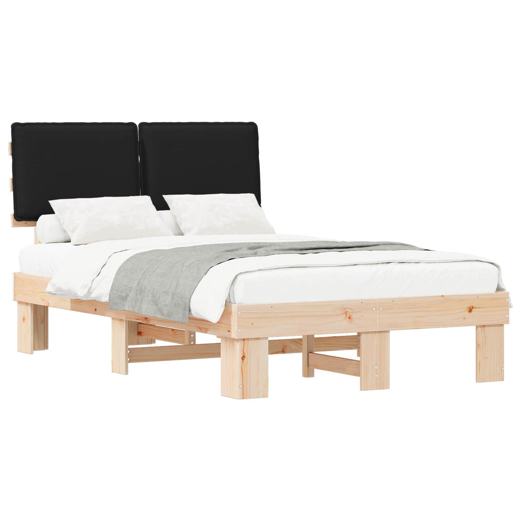 vidaXL Ramka łóżka z tapicerowanym wezgłowiem Czarny 120 x 190 cm