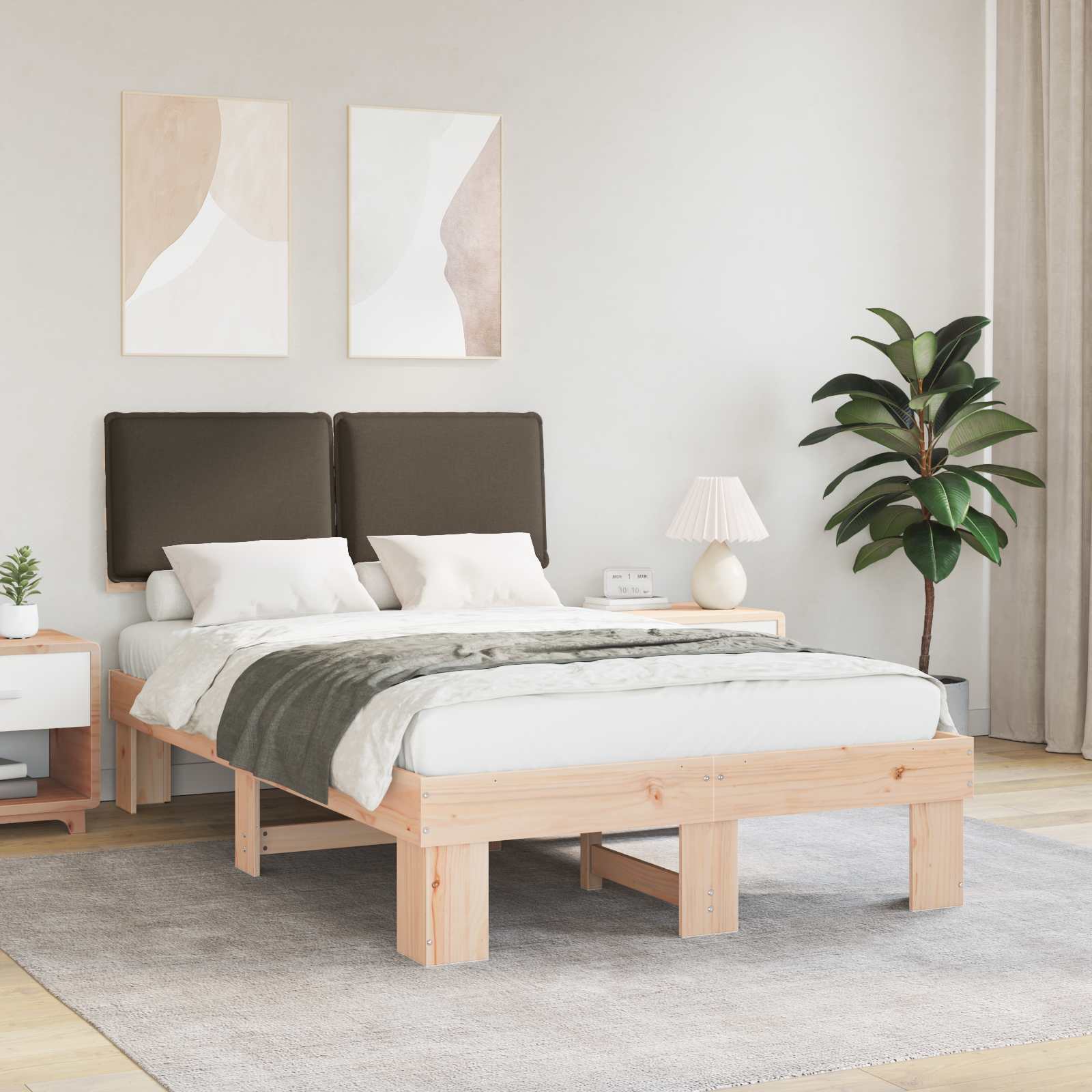 vidaXL Ramka łóżka z tapicerowanym wezgłowiem Ciemnoszary 120 x 190 cm