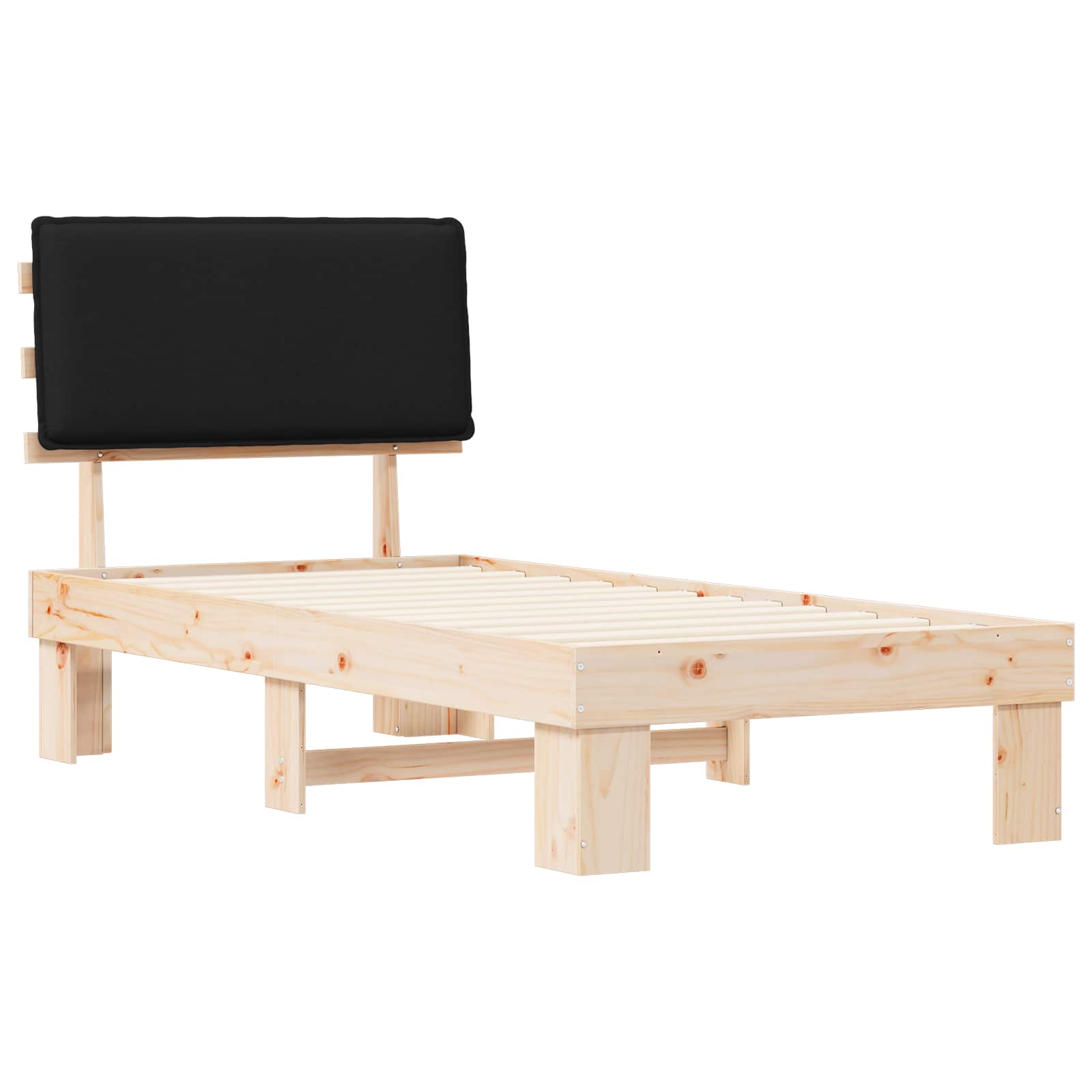 vidaXL Ramka łóżka z tapicerowanym wezgłowiem Czarny 100 x 200 cm