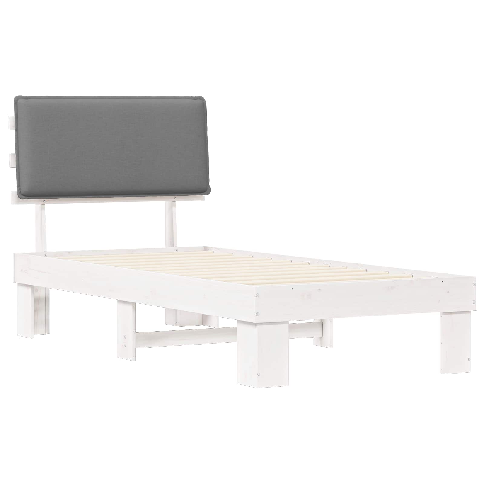 vidaXL Ramka łóżka z tapicerowanym wezgłowiem Jasnoszary 100 x 200 cm