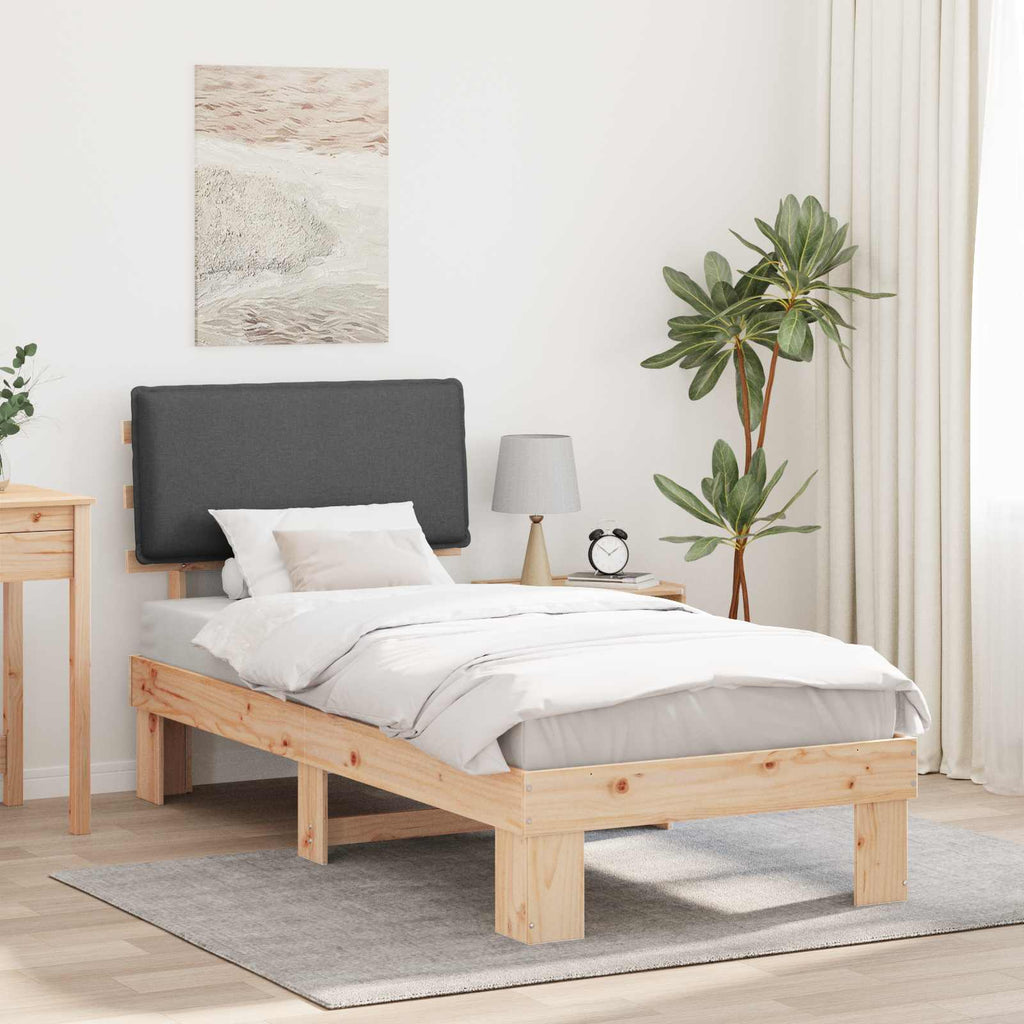 vidaXL Ramka łóżka z tapicerowanym wezgłowiem Ciemnoszary 80 x 200 cm