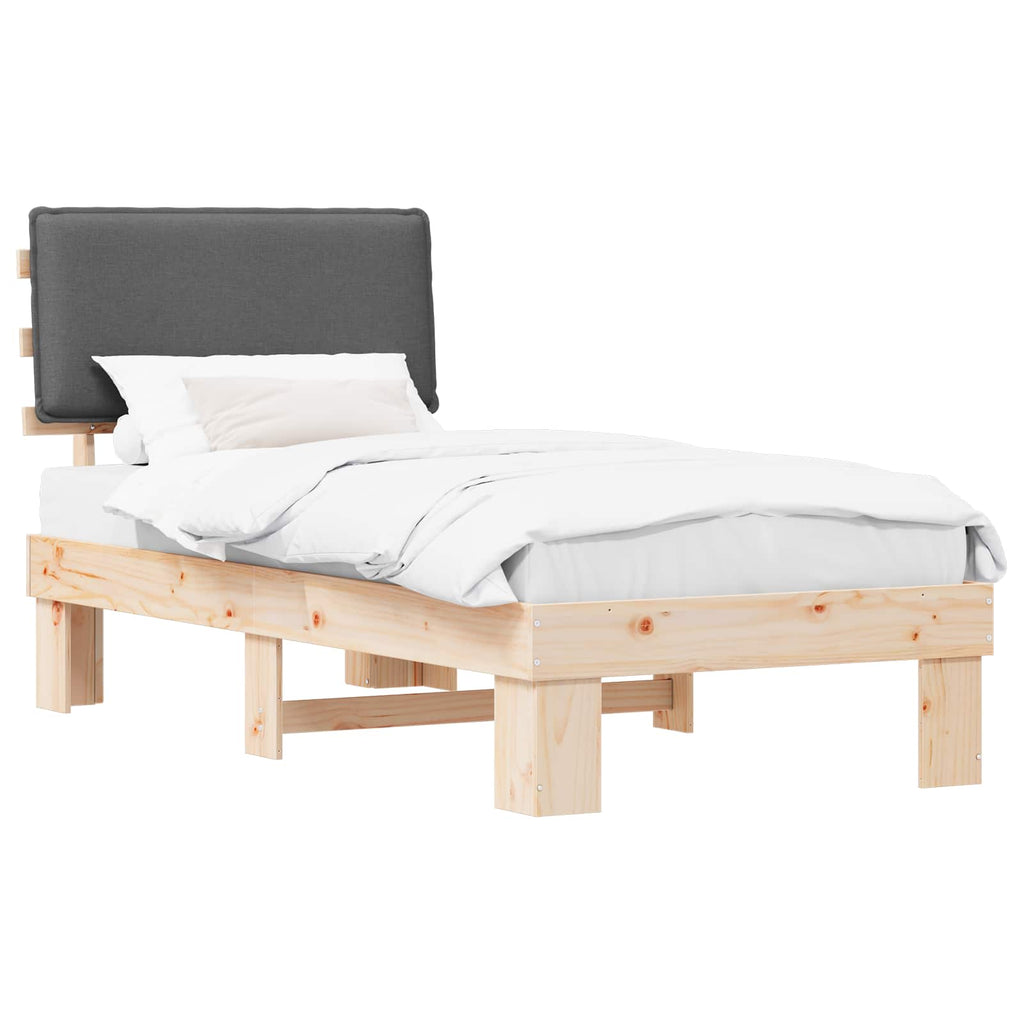 vidaXL Ramka łóżka z tapicerowanym wezgłowiem Ciemnoszary 90 x 190 cm
