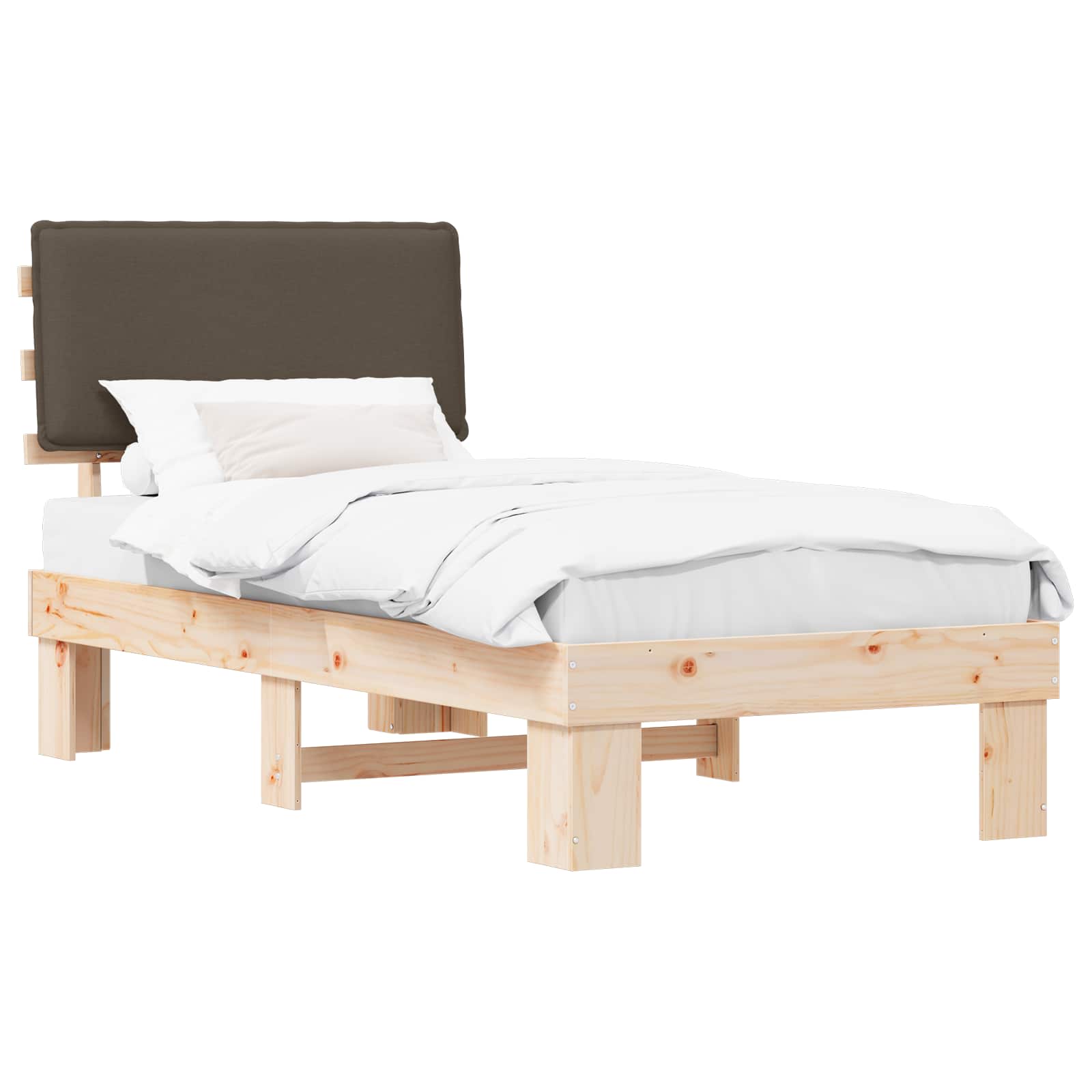 vidaXL Ramka łóżka z tapicerowanym wezgłowiem Ciemnoszary 90 x 190 cm