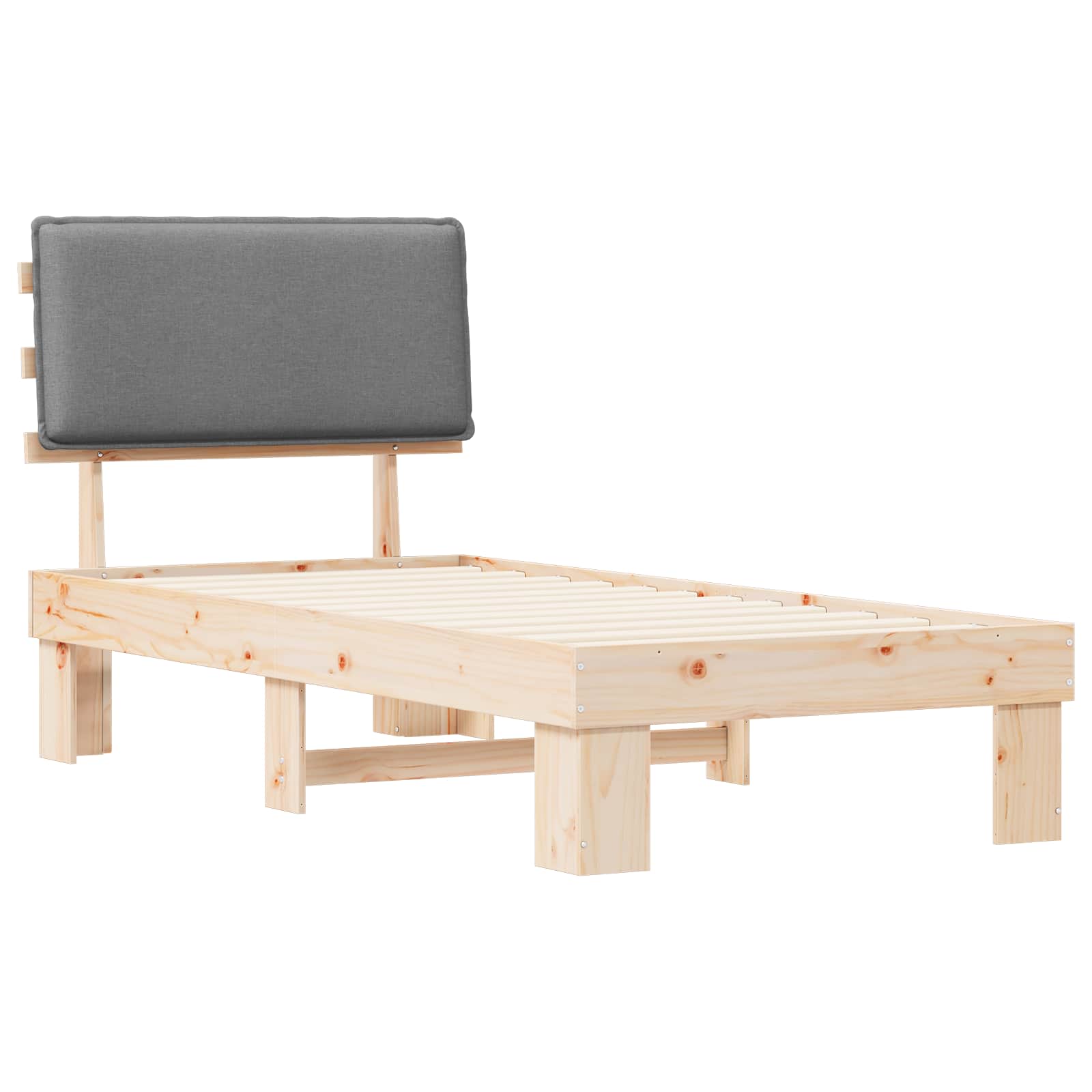vidaXL Ramka łóżka z tapicerowanym wezgłowiem Jasnoszary 75 x 190 cm