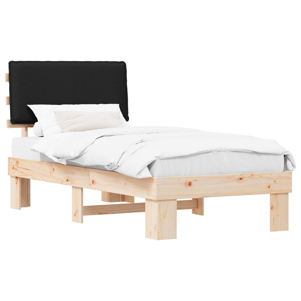vidaXL Ramka łóżka z tapicerowanym wezgłowiem Czarny 75 x 190 cm