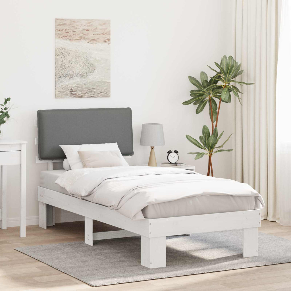 vidaXL Ramka łóżka z tapicerowanym wezgłowiem Jasnoszary 75 x 190 cm