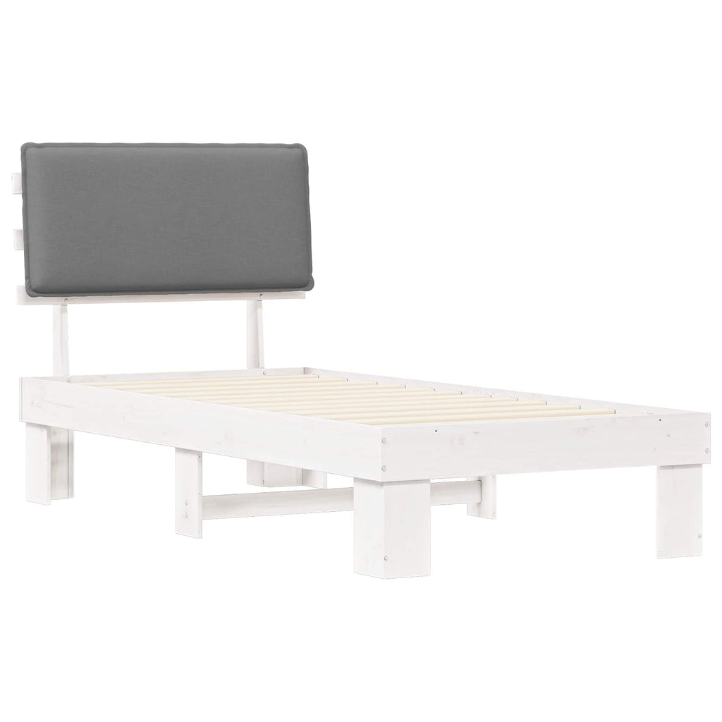 vidaXL Ramka łóżka z tapicerowanym wezgłowiem Jasnoszary 75 x 190 cm