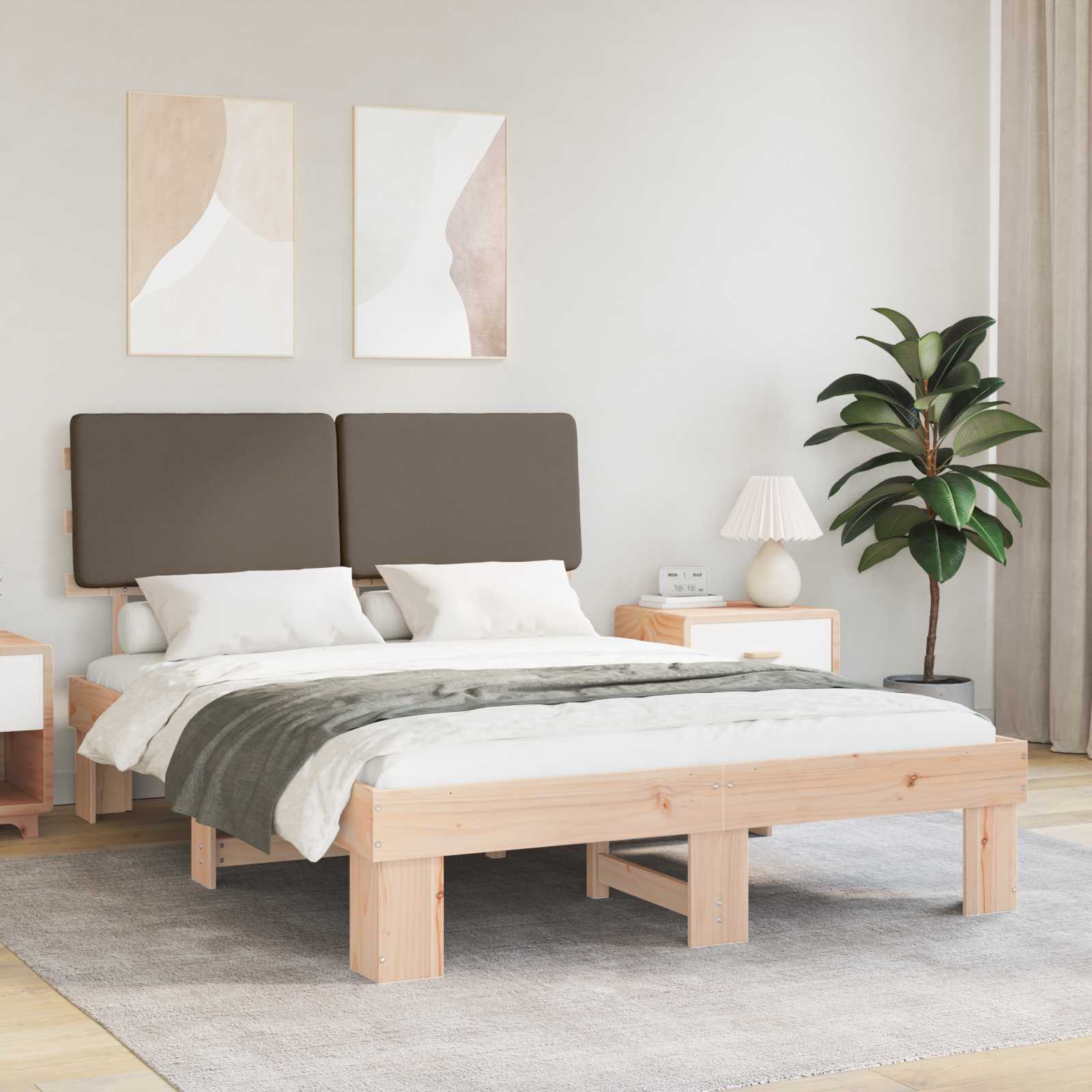 vidaXL Ramka łóżka z tapicerowanym wezgłowiem Ciemnoszary 140 x 200 cm