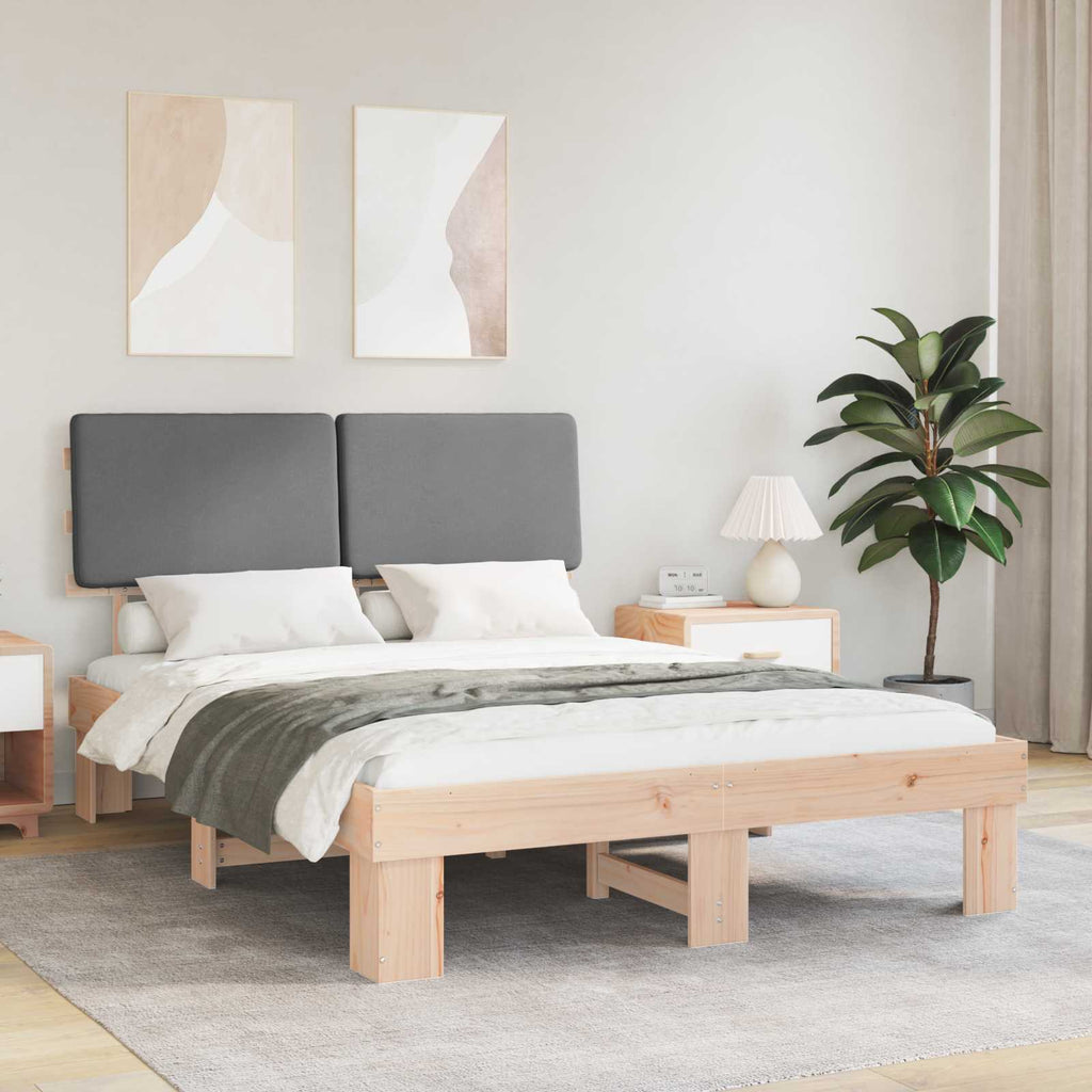 vidaXL Ramka łóżka z tapicerowanym wezgłowiem Jasnoszary 140 x 190 cm