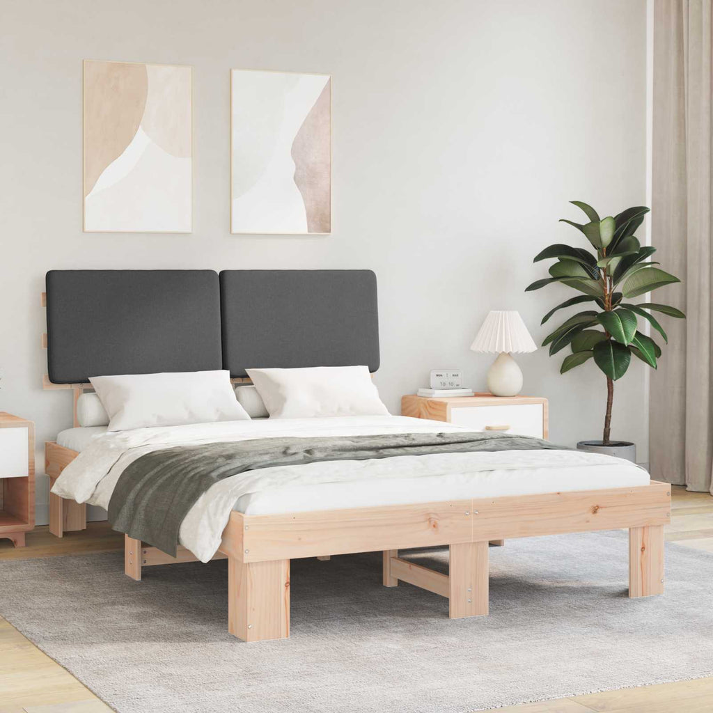vidaXL Ramka łóżka z tapicerowanym wezgłowiem Ciemnoszary 140 x 190 cm