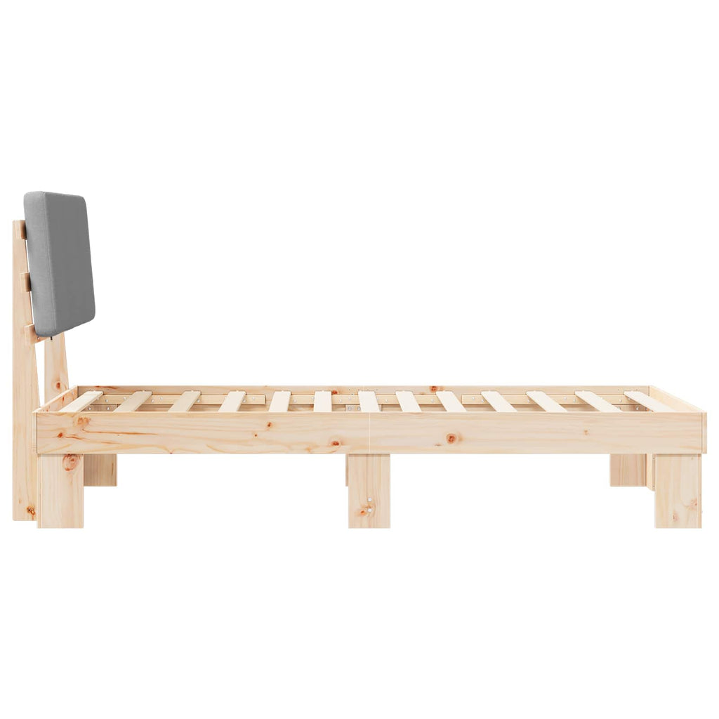 vidaXL Ramka łóżka z tapicerowanym wezgłowiem Jasnoszary 100 x 200 cm