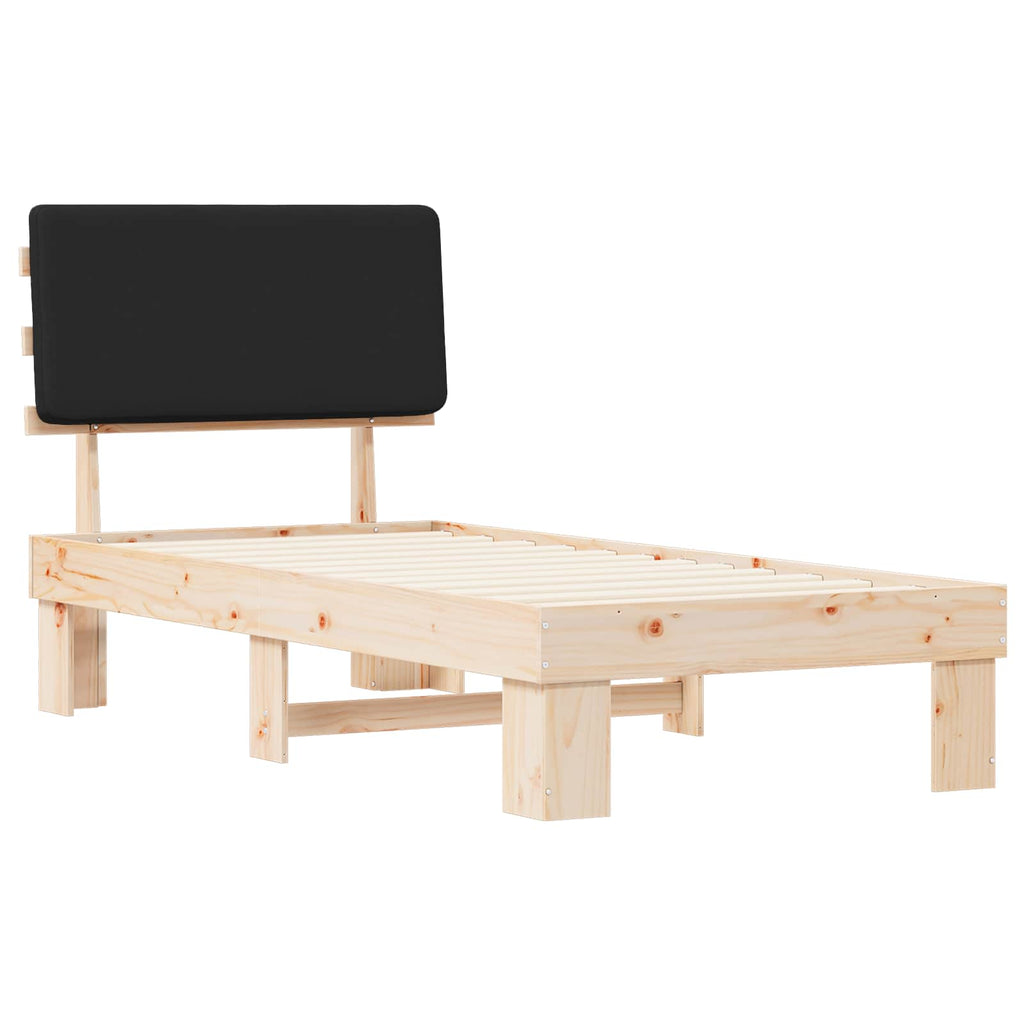 vidaXL Ramka łóżka z tapicerowanym wezgłowiem Czarny 100 x 200 cm