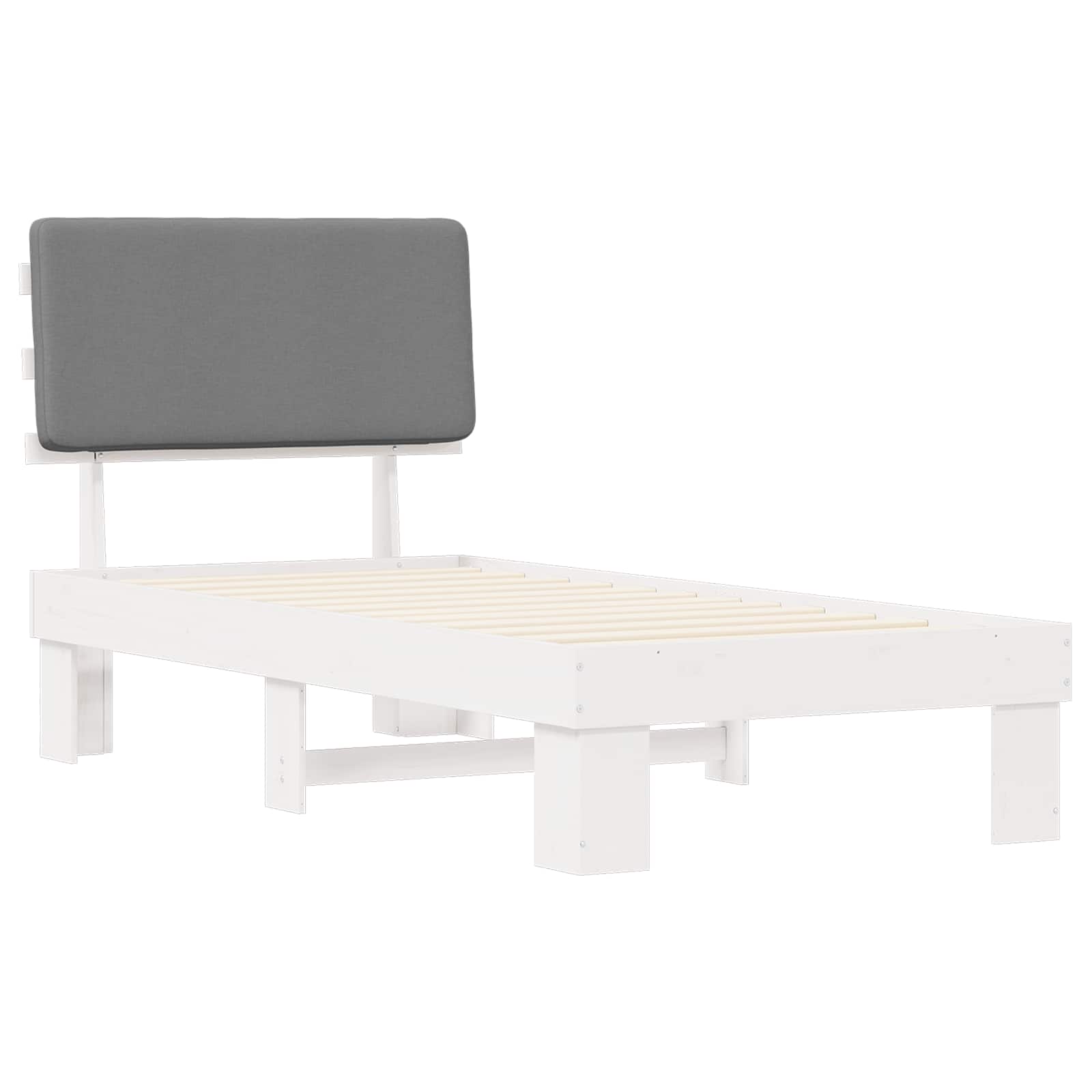 vidaXL Ramka łóżka z tapicerowanym wezgłowiem Jasnoszary 100 x 200 cm