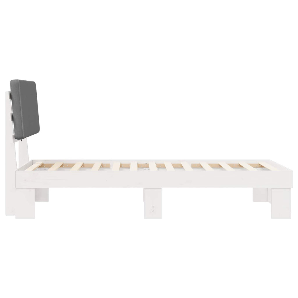 vidaXL Ramka łóżka z tapicerowanym wezgłowiem Jasnoszary 90 x 200 cm