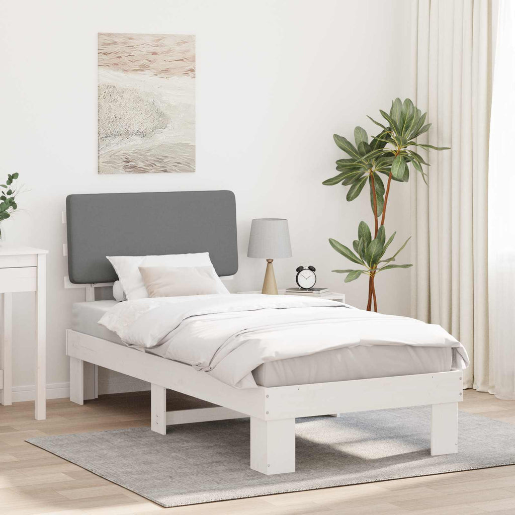 vidaXL Ramka łóżka z tapicerowanym wezgłowiem Jasnoszary 80 x 200 cm