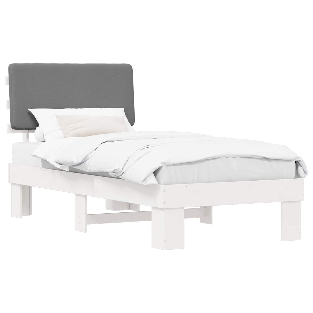 vidaXL Ramka łóżka z tapicerowanym wezgłowiem Jasnoszary 80 x 200 cm