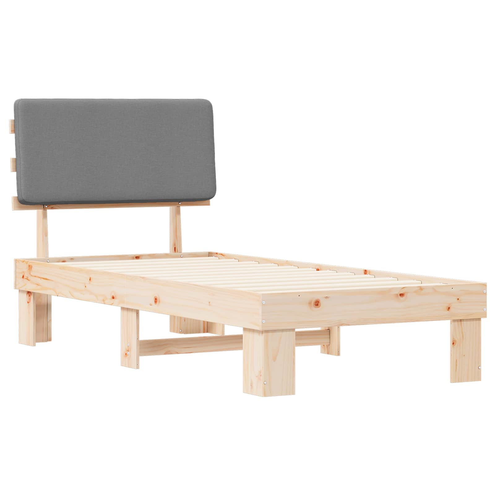 vidaXL Ramka łóżka z tapicerowanym wezgłowiem Jasnoszary 75 x 190 cm