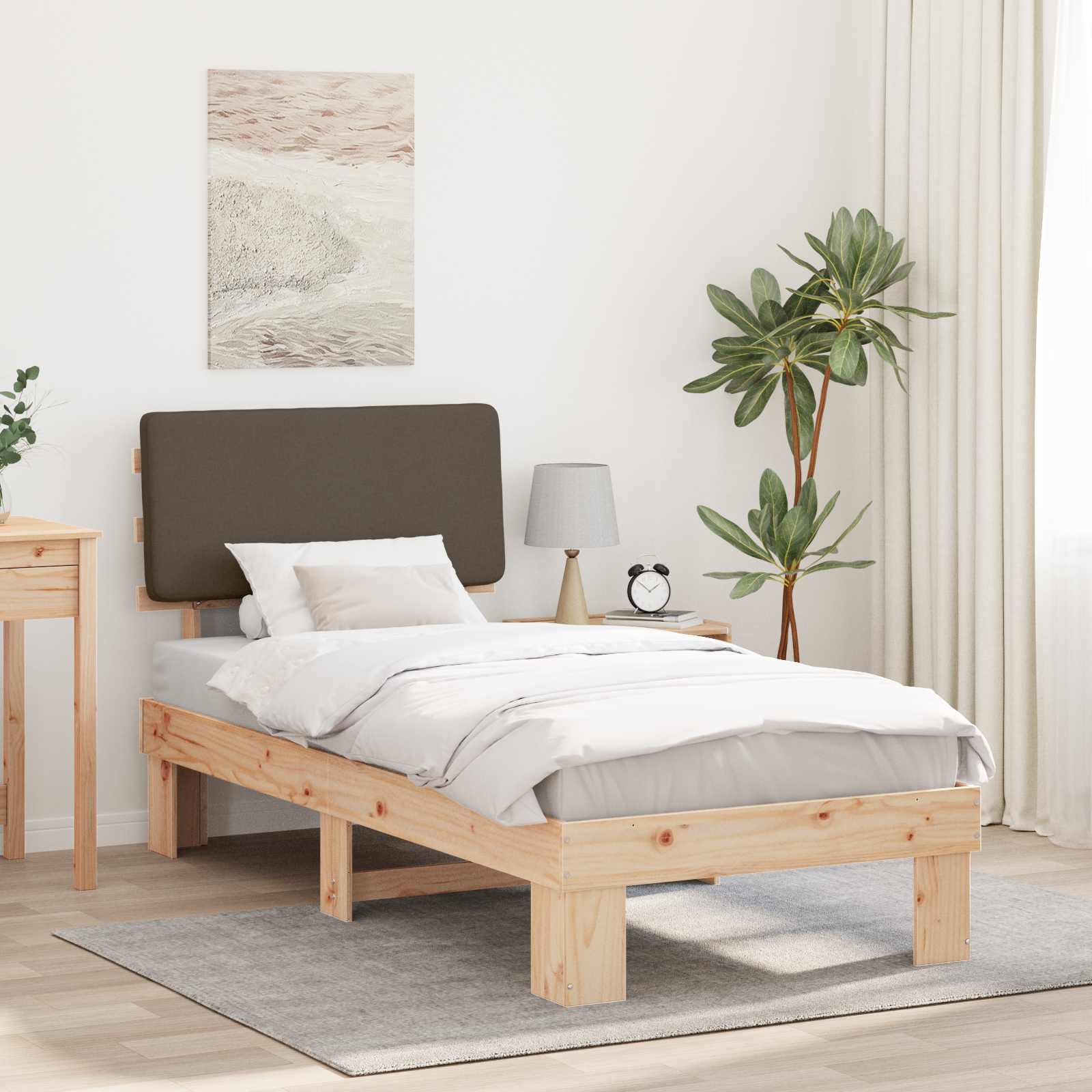 vidaXL Ramka łóżka z tapicerowanym wezgłowiem Ciemnoszary 75 x 190 cm