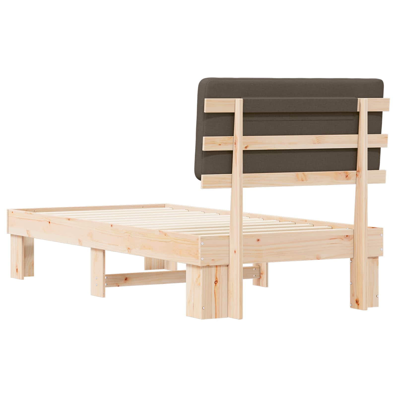 vidaXL Ramka łóżka z tapicerowanym wezgłowiem Ciemnoszary 75 x 190 cm