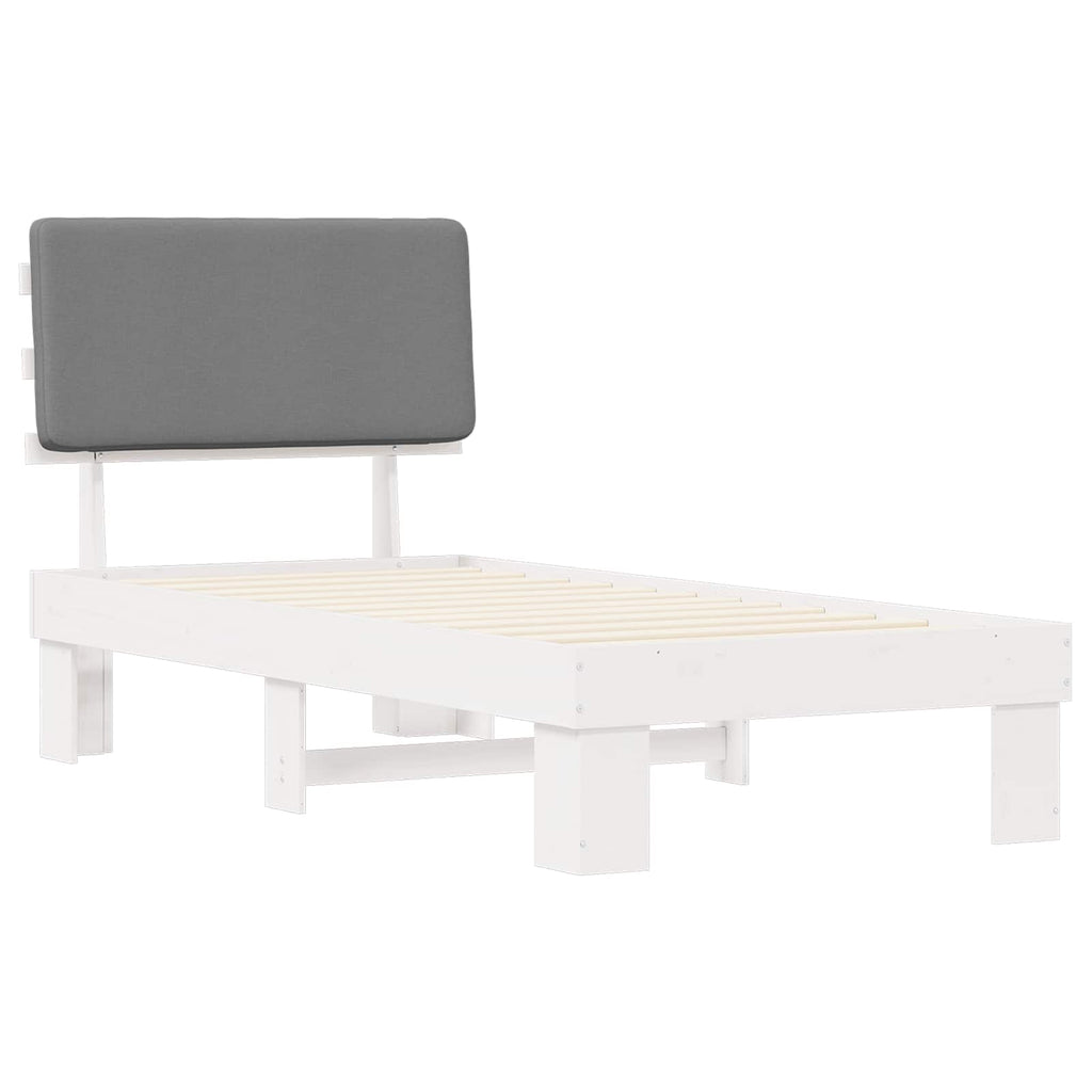 vidaXL Ramka łóżka z tapicerowanym wezgłowiem Jasnoszary 75 x 190 cm