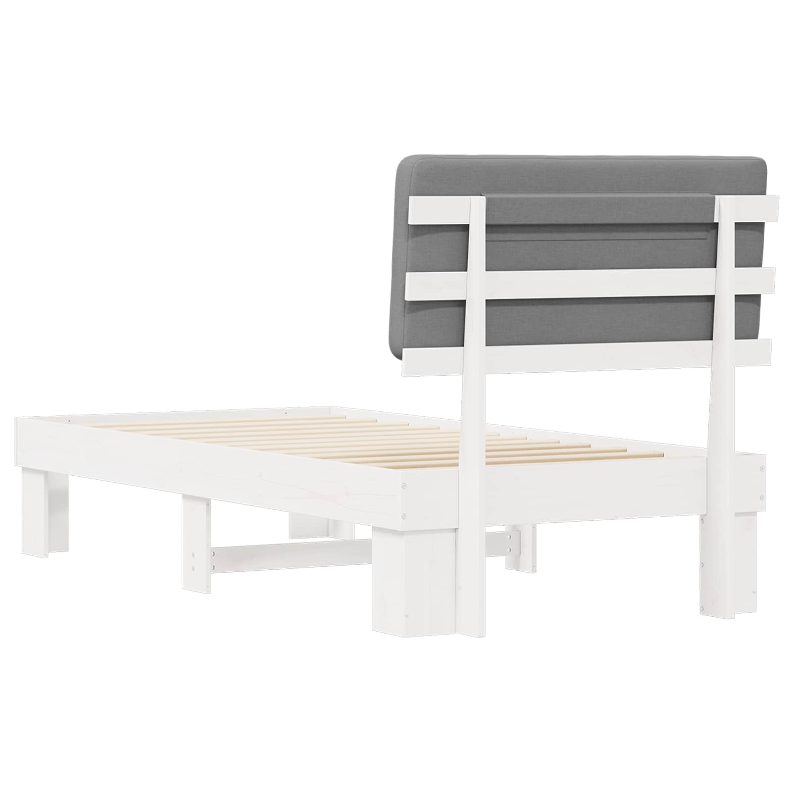 vidaXL Ramka łóżka z tapicerowanym wezgłowiem Jasnoszary 75 x 190 cm