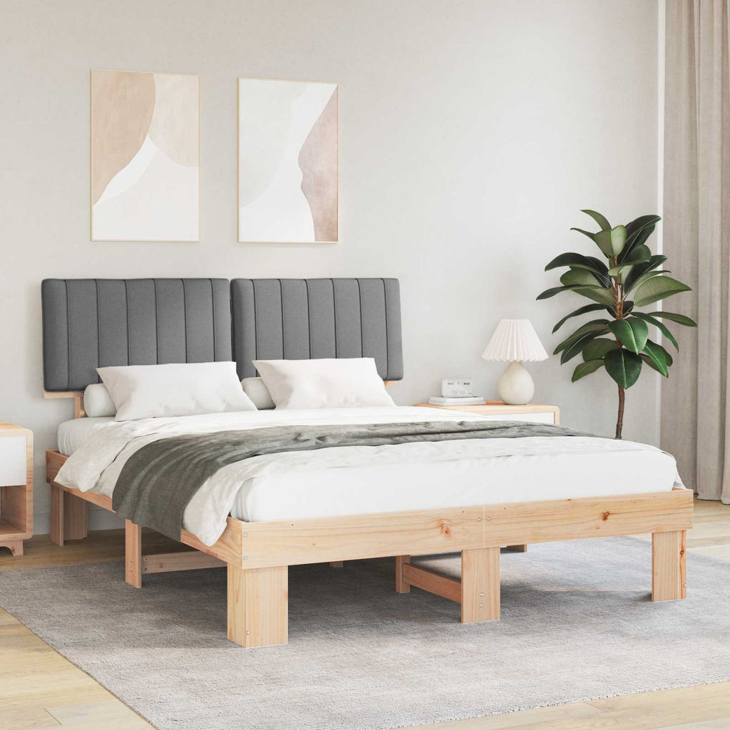 vidaXL Ramka łóżka z tapicerowanym wezgłowiem Jasnoszary 160 x 200 cm