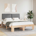vidaXL Ramka łóżka z tapicerowanym wezgłowiem Jasnoszary 160 x 200 cm