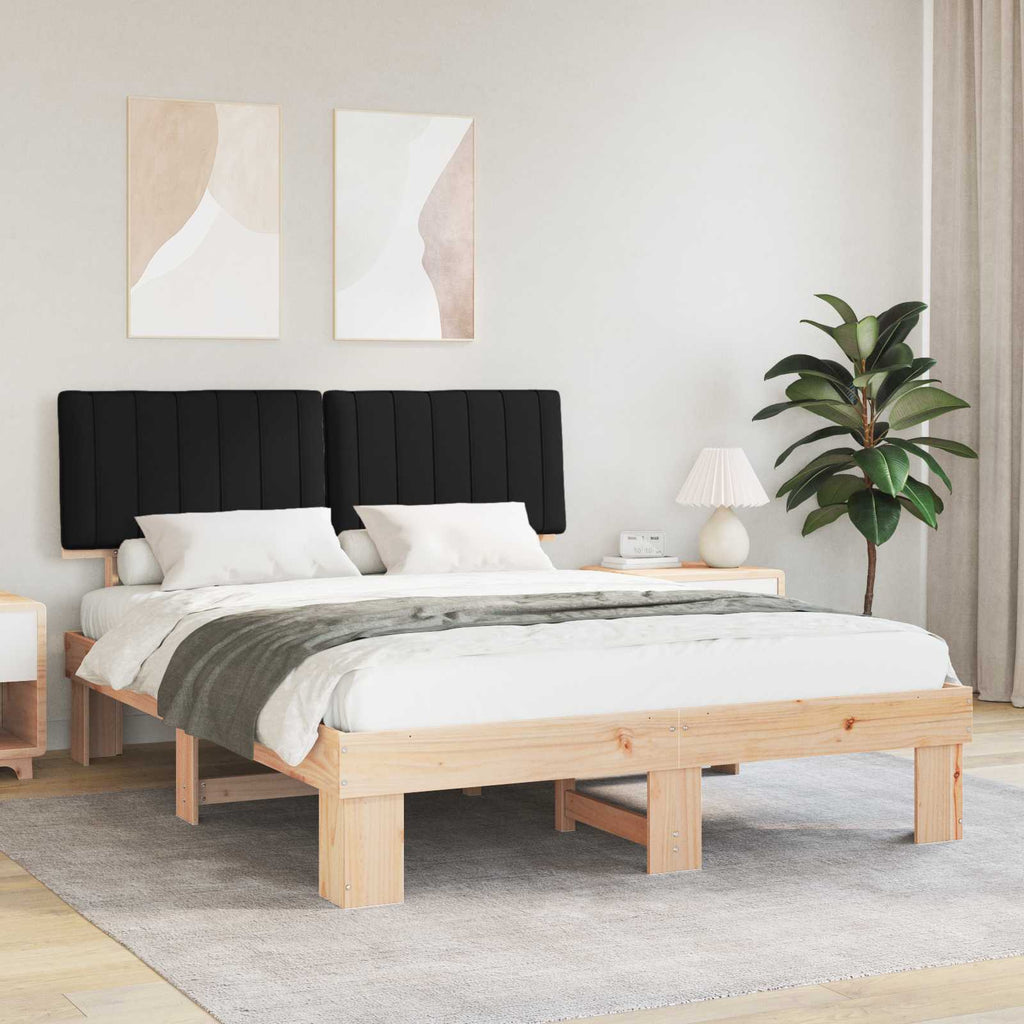 vidaXL Ramka łóżka z tapicerowanym wezgłowiem Czarny 160 x 200 cm