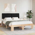 vidaXL Ramka łóżka z tapicerowanym wezgłowiem Czarny 150 x 200 cm