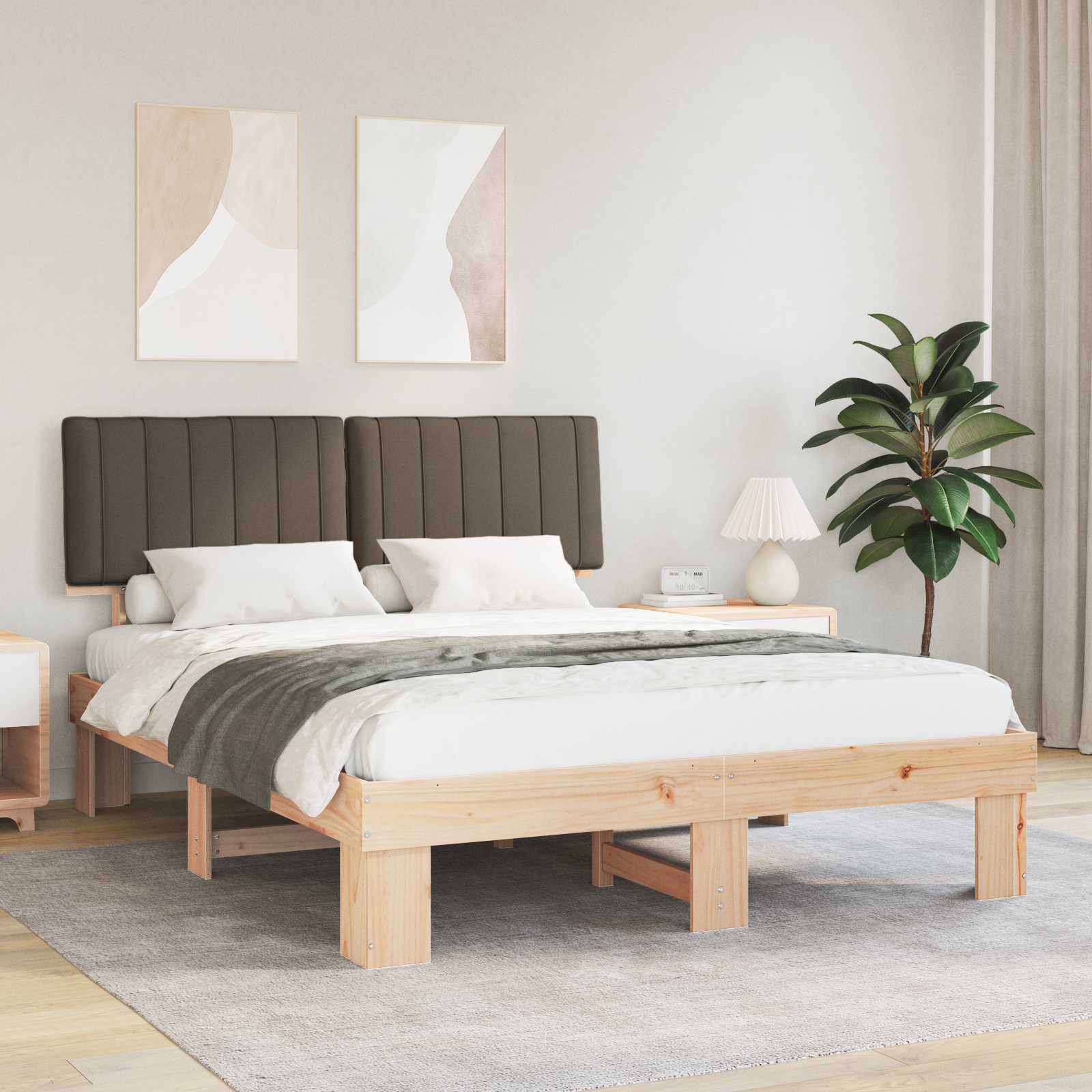 vidaXL Ramka łóżka z tapicerowanym wezgłowiem Ciemnoszary 150 x 200 cm