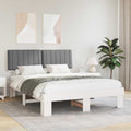 vidaXL Ramka łóżka z tapicerowanym wezgłowiem Jasnoszary 150 x 200 cm