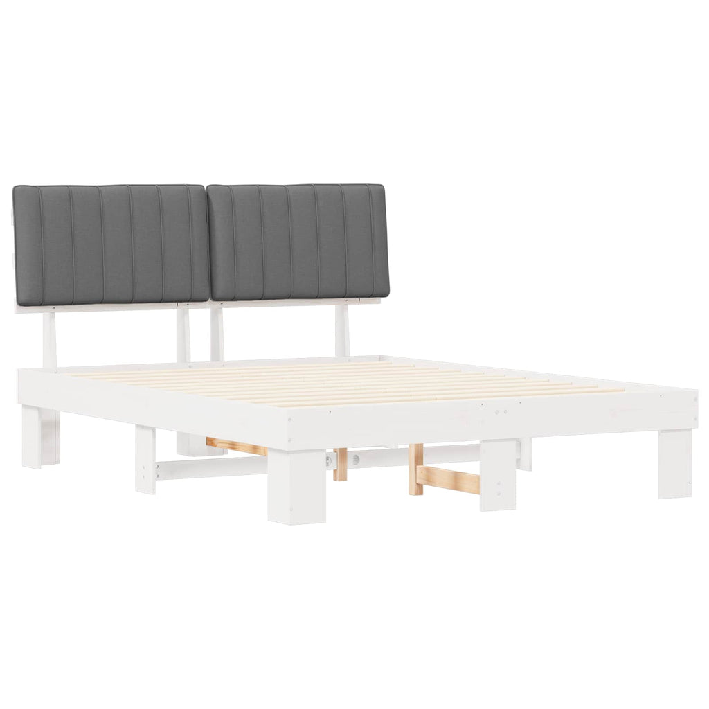 vidaXL Ramka łóżka z tapicerowanym wezgłowiem Jasnoszary 150 x 200 cm