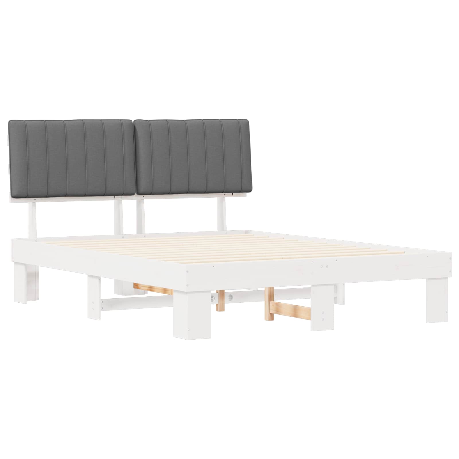 vidaXL Ramka łóżka z tapicerowanym wezgłowiem Jasnoszary 150 x 200 cm