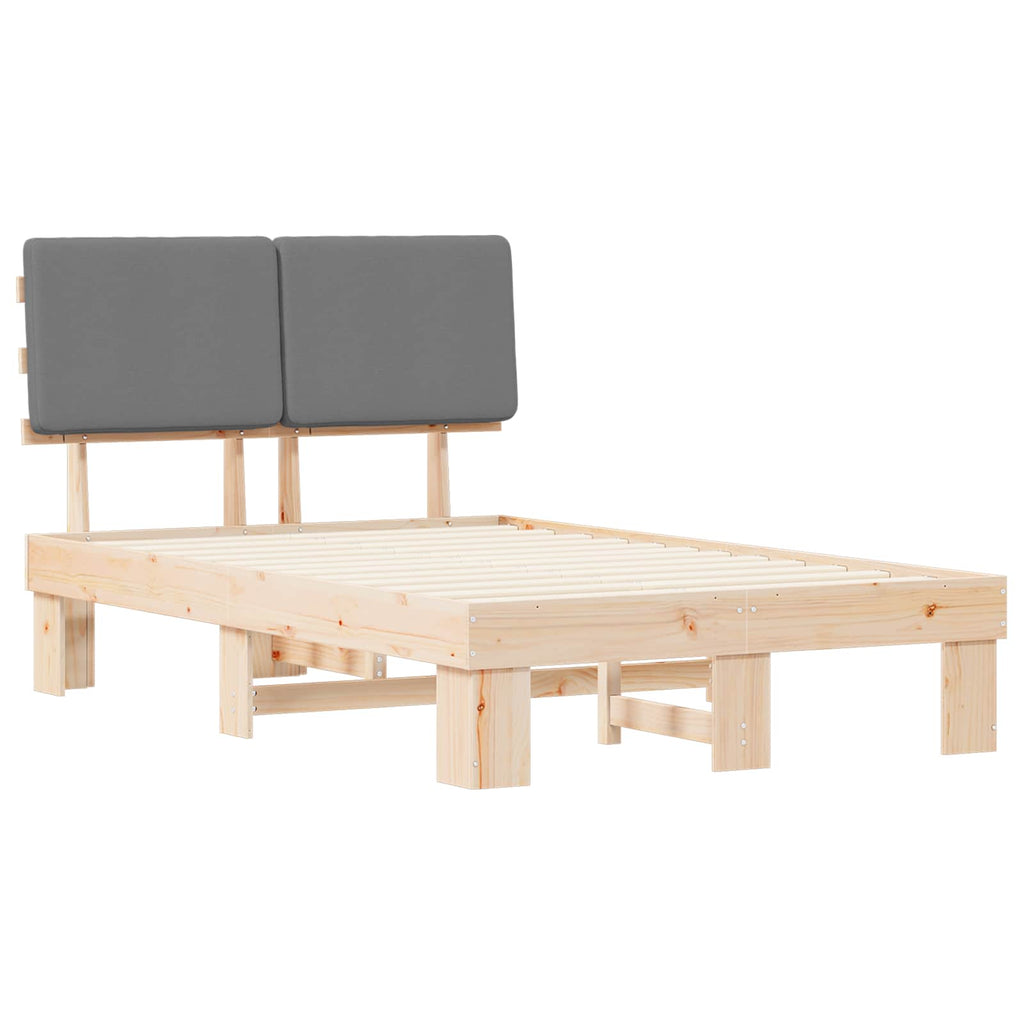 vidaXL Ramka łóżka z tapicerowanym wezgłowiem Jasnoszary 120 x 200 cm