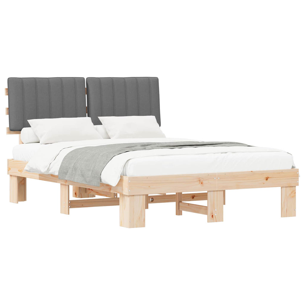 vidaXL Ramka łóżka z tapicerowanym wezgłowiem Jasnoszary 140 x 190 cm