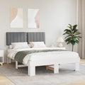 vidaXL Ramka łóżka z tapicerowanym wezgłowiem Jasnoszary 140 x 190 cm
