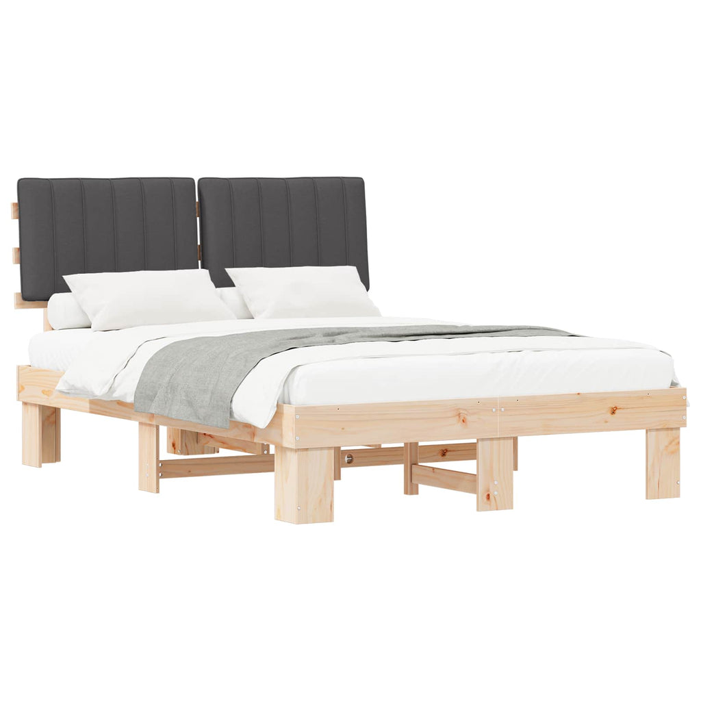 vidaXL Ramka łóżka z tapicerowanym wezgłowiem Ciemnoszary 135 x 190 cm