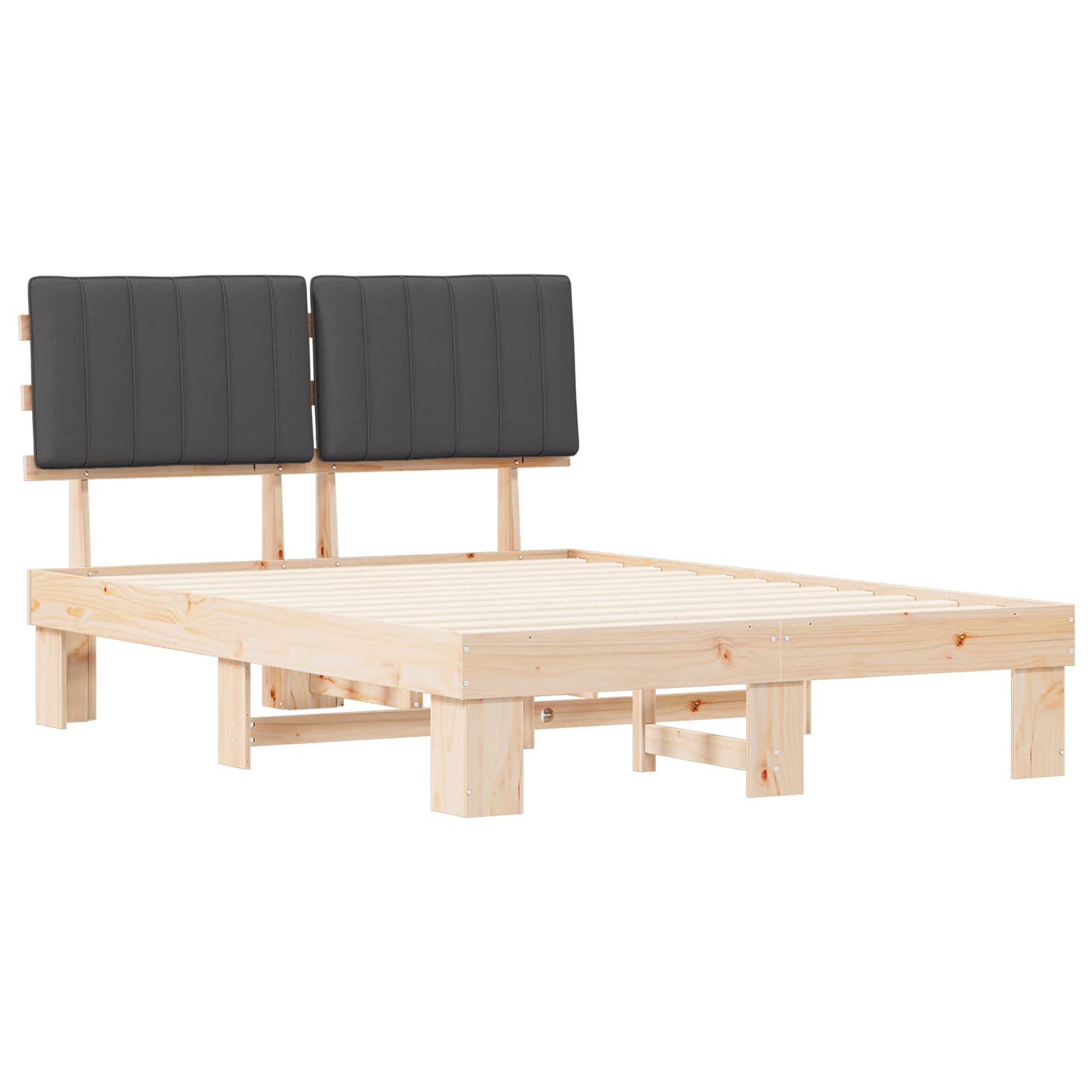 vidaXL Ramka łóżka z tapicerowanym wezgłowiem Ciemnoszary 135 x 190 cm