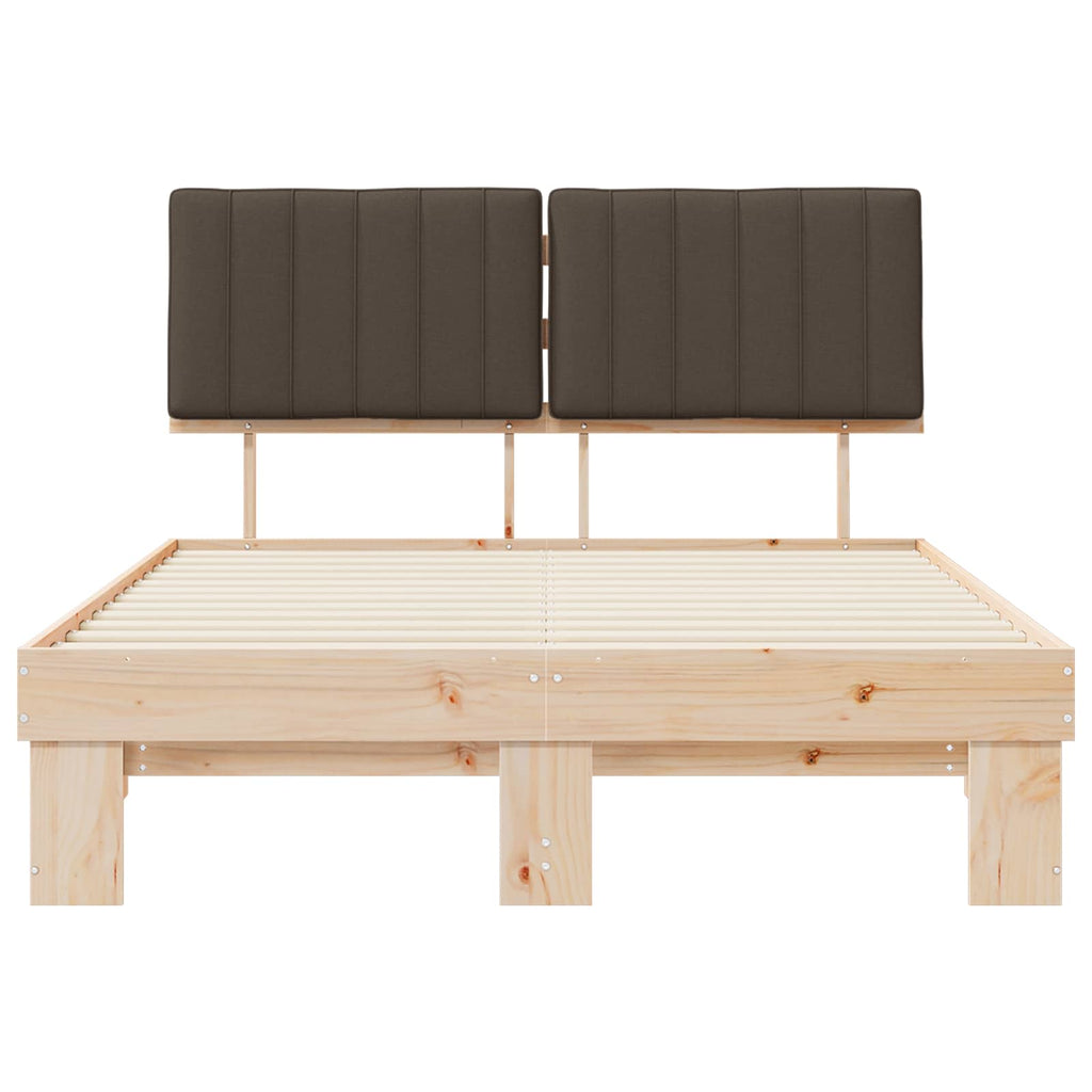 vidaXL Ramka łóżka z tapicerowanym wezgłowiem Ciemnoszary 135 x 190 cm